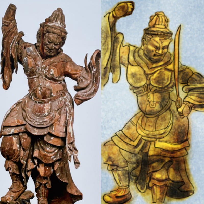 大善寺の天王立像と、中尊寺の天王立像画像